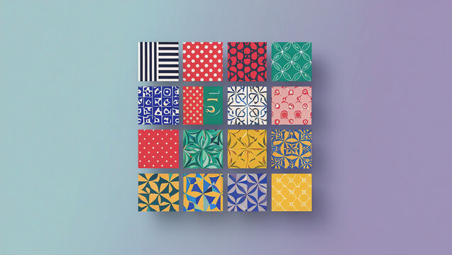 gift box with ribbon, pattern grid, pattern sheets,A visually striking grid pattern composed of vibrant colors