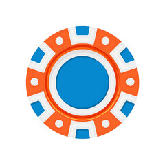 Naklejka premium Vibrant Casino Chip Design: Colorful Blue and Orange Symbol for Gaming, Betting, and Table Games