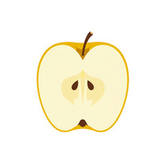Yellow Apple Cut Half Abstract Yellow Background Isolated