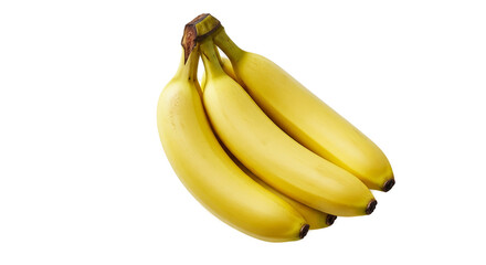 Yellow Bananas Bunch Isolated Yellow Background Realistic Photo
