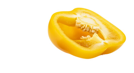 Yellow Bell Pepper Half Isolated Vibrant Yellow Background Studio Lighting