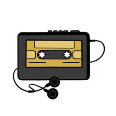Retro Portable Cassette Player with Wired Earphone
