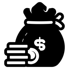 coin stack with dollar money bag icon