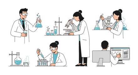 Scientists Conducting Research in a Laboratory Setting, Illustrating Experimentation, Analysis, and Technological Advancement for Scientific and Educational Purposes