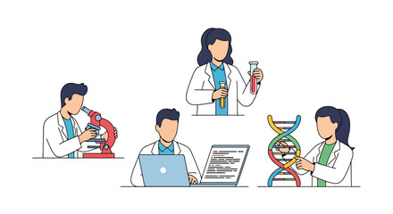 Scientific Research and Development Team Working on Biotechnology and Genetic Engineering Projects for Medical Advancements and Innovation