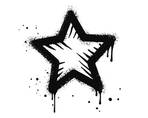 Spray painted graffiti Star sign in black over white. Star drip symbol. isolated on white background. vector illustration