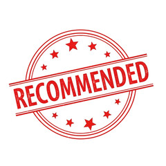 Circular red stamp with the word recommended