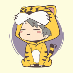 Tiger Cub Cuteness – Cartoon EPS Clipart of Child in Tiger Costume