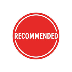 Red circle with the word recommended in text