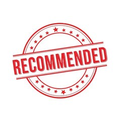 Red circular stamp with the word recommended in bold letters