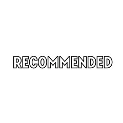 The word recommended in simple, bold, black outline font, isolated on