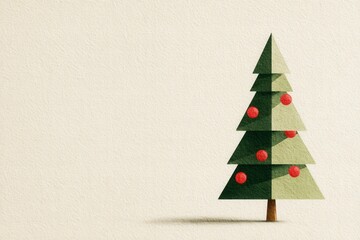 Illustration of a Christmas tree formed from soft green abstract shapes on isolated background