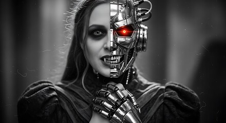 Cyborg Transformation - A Fusion of Human and Machine.