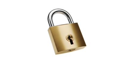 Brass Padlock with Key in Keyhole - Security, Protection, and Access Concept