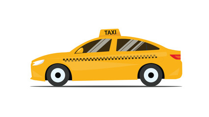 Taxi yellow checkered cab. Cartoon car icon