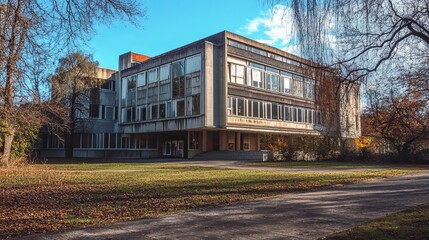 Obraz premium Classic university campus building with brick facade and large windows