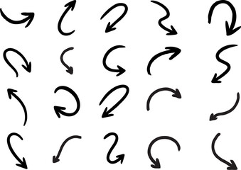 Hand drawn arrows icons set isolated on white background. Vintage and Contemporary Arrows in a Stylish Collection.