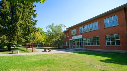 Classic red brick westmount park elementary school exterior view
