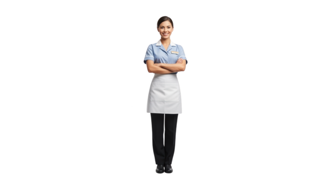Confident Hotel Maid in Uniform creative illustration featuring maid uniform, worker, business, hotel maid, hotel worker, hotel staff