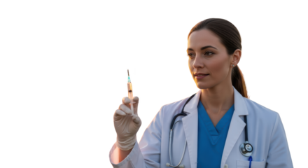 Doctor Holding Syringe Healthcare Professional creative illustration featuring hospital staff, healthcare, vaccine, public health, pandemic, nurse