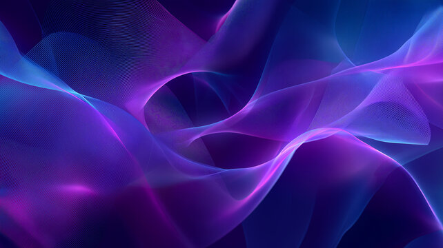 Fototapeta ネオンカラーの抽象的な波形：テクノロジー・AI・データ通信をイメージした背景