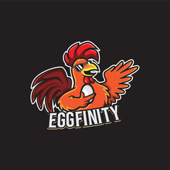 Rooster mascot sport logo design Vector illustration, chicken and egg tools for food businesses, restaurants, cafes, food trucks, etc.
