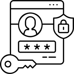 Line Art Account Security Icon