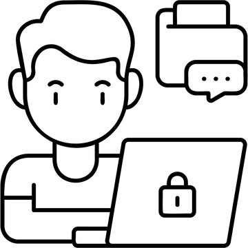 man working on laptop, folder icon clip art preview