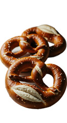 Golden Brown Pretzels with Coarse Salt Isolated Transparent Background