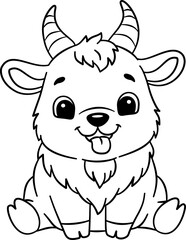 Cute Goat Outline Cartoon