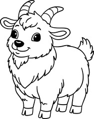 Cute Goat Outline Cartoon