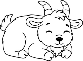 Cute Goat Outline Cartoon