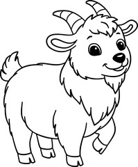 Cute Goat Outline Cartoon