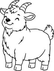 Cute Goat Outline Cartoon
