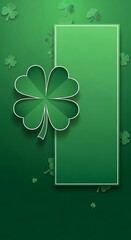 St. Patricks Day Clover Design with Green Background and Frame.