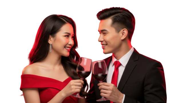 Romantic Couple Toasting Wine Glasses creative illustration featuring lifestyle, fun, dress, woman, celebration, toast design