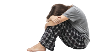 Sad Woman Sitting Alone Depression Grief Despair creative illustration featuring unhappy, defeated, melancholy, mental