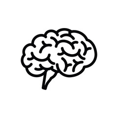 human Brain Outline Icon for Idea, Intelligence, and Creativity