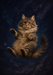 Floating cat in cosmic space