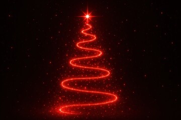 Obraz premium Glowing red Christmas tree illustration background