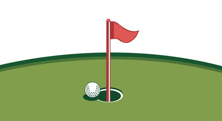 Golf Ball Near Hole with Red Flag on Putting Green — Precision Sports Illustration