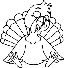 Cute Turkey Outline Cartoon