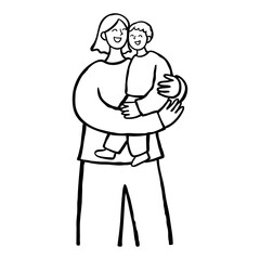Mother Hugging Child with Love and Smile