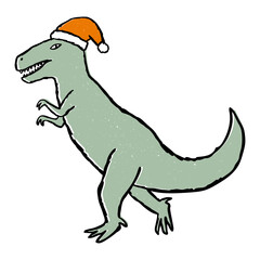 Santa Hat Dinosaur Illustration