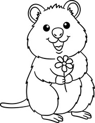 Cute Quokka Outline Cartoon