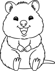 Cute Quokka Outline Cartoon