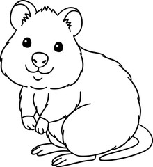 Cute Quokka Outline Cartoon