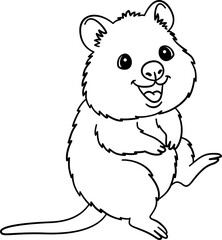 Cute Quokka Outline Cartoon