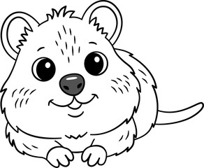 Cute Quokka Outline Cartoon