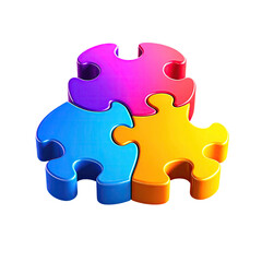 Obraz premium Interlocking, glossy puzzle pieces, vibrant colors